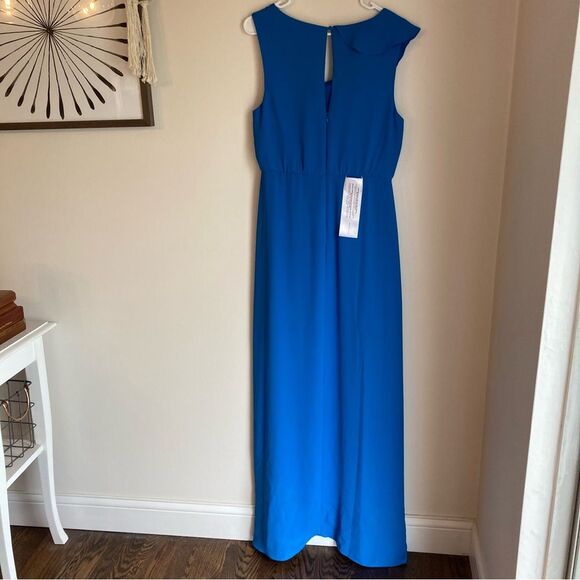 BCBGMaxAzria Maxi Dress Women 10 French Blue Asymmetric Neck Sleeveless NWT!! - Picture 14 of 16